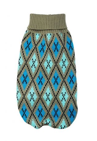 уют свитер для собак серо-голубой с ромбами (25 см)