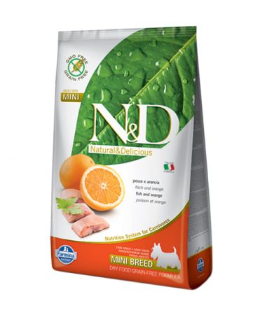 Farmina Dog N&d Grain Free Adult Mini Fish & Orange беззерновой для взрослых собак маленьких пород с рыбой и апельсином (2,5 кг)