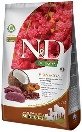 Farmina Dog N&d Grain Free Quinoa Skin & Coat Venison беззерновой для взрослых собак всех пород для чувствительной кожи и шерсти с олениной и киноа (7 кг)