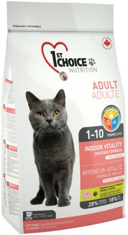 1st Choice Cat Adult Indoor Vitality для взрослых кошек живущих дома с курицей (5,44 кг)