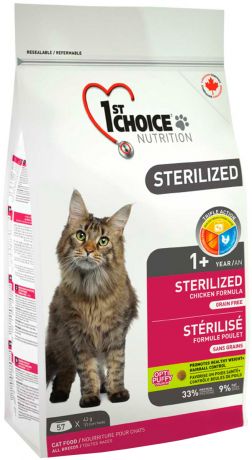 1st Choice Cat Adult Sterilized беззерновой для взрослых кастрированных котов и стерилизованных кошек с курицей и картофелем (10 кг)