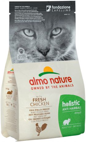 Almo Nature Adult Cat Anti Hairball Chicken & Rice для взрослых кошек для вывода шерсти с курицей и рисом (0,4 кг)