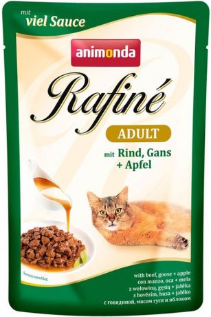 Animonda Rafine Adult Rind & Gans Plus Apfel для взрослых кошек коктейль с говядиной, мясом гуся и яблоками 100 гр (100 гр)