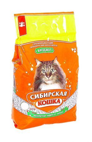 сибирская кошка бюджет наполнитель впитывающий для туалета кошек (10 л)