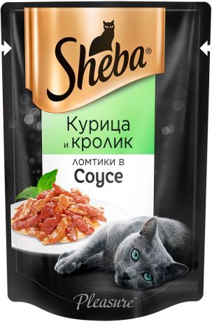 Sheba Pleasure для взрослых кошек ломтики в соусе с курицей и кроликом 85 гр (85 гр х 24 шт)