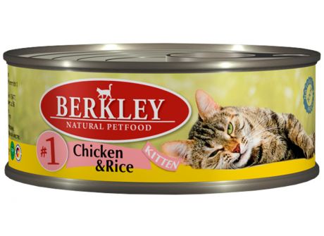 Berkley № 1 Kitten Chicken & Rice для котят с цыпленком и рисом 100 гр (100 гр х 6 шт)