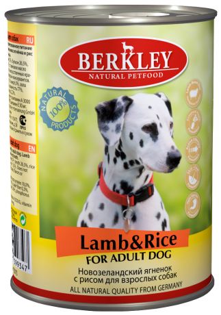 Berkley Adult Dog Lamb & Rice для взрослых собак с ягненком и рисом 400 гр (400 гр х 6 шт)