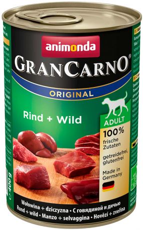 Animonda Gran Carno Original Adult Rind & Wild для взрослых собак с говядиной и дичью 400 гр (400 гр х 6 шт)