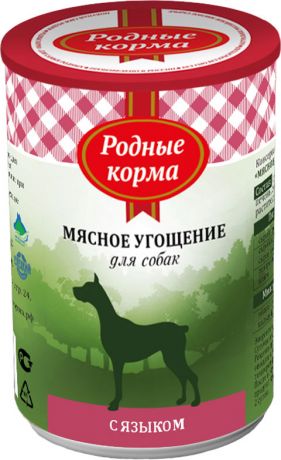 родные корма мясное угощение для взрослых собак с языком (340 гр х 12 шт)