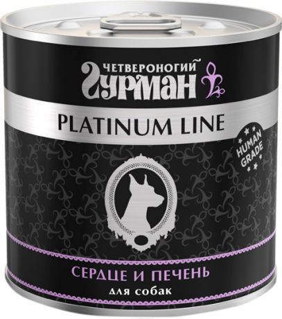 четвероногий гурман Platinum Line для взрослых собак с сердцем и печенью в желе 240 гр (240 гр х 12 шт)