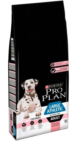 Purina Pro Plan Adult Dog Optiderma Large Athletic Sensitive Skin для взрослых собак крупных пород атлетического телосложения с чувствительной кожей с лососем и рисом (14 + 14 кг)