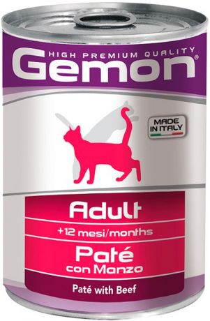 Gemon Cat Adult для взрослых кошек паштет с говядиной 400 гр (400 гр х 24 шт)