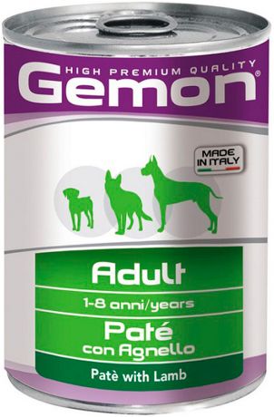 Gemon Dog Adult для взрослых собак всех пород паштет с ягненком 400 гр (400 гр х 24 шт)