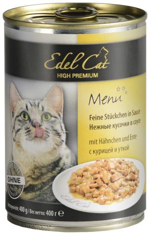 Edel Cat для взрослых кошек с курицей и уткой в соусе 400 гр (400 гр х 24 шт)