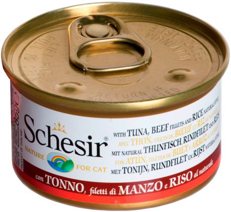 Schesir Cat Tuna & Beef & Rice для взрослых кошек с тунцом, говядиной и рисом 85 гр (85 гр х 14 шт)