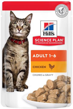 Hill’s Science Plan Feline Adult Chicken для взрослых кошек с курицей в соусе 85 гр (85 гр х 12 шт)