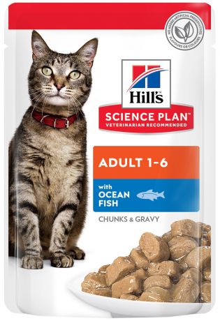 Hill’s Science Plan Feline Adult Ocean Fish для взрослых кошек с рыбой в соусе 85 гр (85 гр х 12 шт)