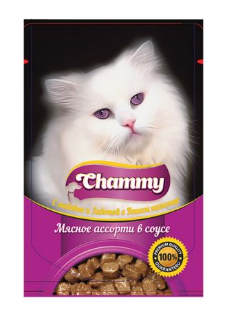 Chammy для взрослых кошек с мясным ассорти в соусе 85 гр (85 гр х 24 шт)