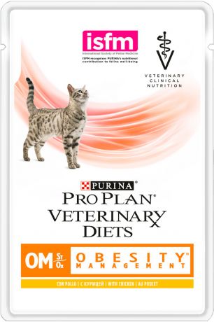 Purina Veterinary Diets Om St/ox Obesity для взрослых кошек при ожирении с курицей 85 гр (85 гр х 10 шт)