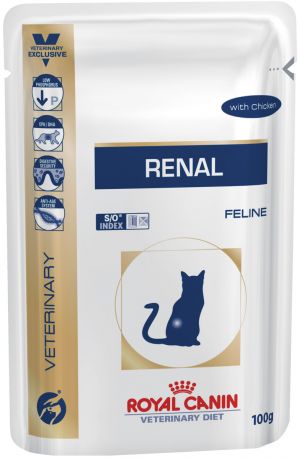 Royal Canin Renal для взрослых кошек при хронической почечной недостаточности с курицей пауч 85 гр (85 гр х 12 шт)
