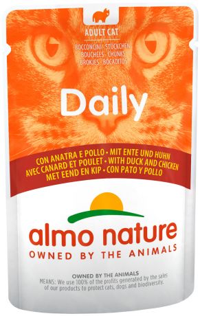 Almo Nature Cat Daily Menu для взрослых кошек с курицей и уткой 70 гр (70 гр)