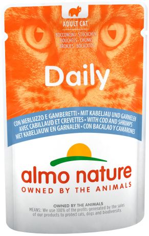 Almo Nature Cat Daily Menu для взрослых кошек с треской и креветками 70 гр (70 гр)