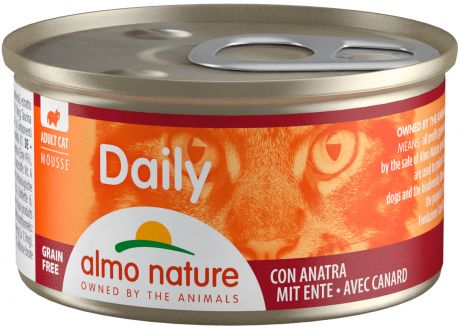 Almo Nature Cat Daily Menu беззерновые для взрослых кошек нежный мусс с уткой 85 гр (85 гр)