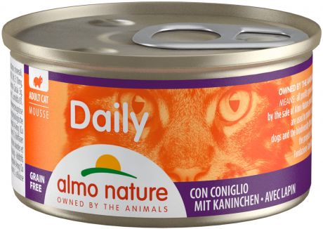 Almo Nature Cat Daily Menu беззерновые для взрослых кошек нежный мусс с кроликом 85 гр (85 гр)