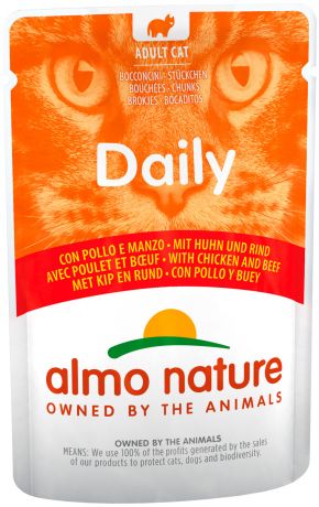 Almo Nature Cat Daily Menu для взрослых кошек с курицей и говядиной 70 гр (70 гр)