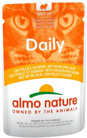 Almo Nature Cat Daily Menu для взрослых кошек с курицей и лососем 70 гр (70 гр)