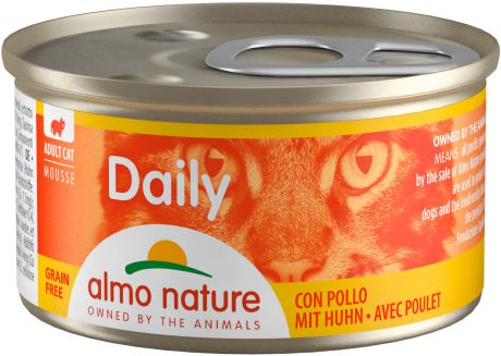 Almo Nature Cat Daily Menu беззерновые для взрослых кошек нежный мусс с курицей 85 гр (85 гр)