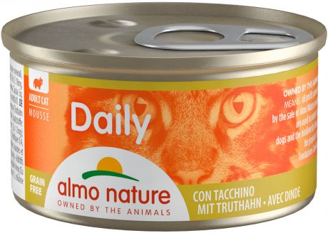 Almo Nature Cat Daily Menu беззерновые для взрослых кошек нежный мусс с индейкой 85 гр (85 гр)