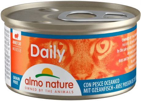 Almo Nature Cat Daily Menu беззерновые для взрослых кошек нежный мусс с океанической рыбой 85 гр (85 гр)