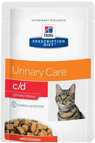 Hill's Prescription Diet C/d Urinary Stress Chicken для взрослых кошек стресс при цистите с курицей в соусе 85 гр (85 гр х 12 шт)