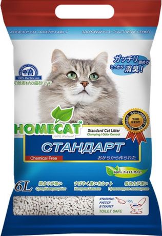 Homecat эколайн стандарт наполнитель комкующийся для туалета кошек (6 л)