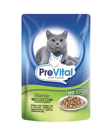 Prevital Classic для взрослых кастрированных котов и стерилизованных кошек с птицей в соусе 100 гр (100 гр)