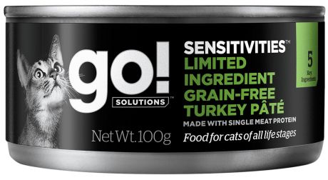 Go! Sensitivities Adult Cat Grain Free Turkey Pate беззерновые для взрослых кошек паштет с индейкой (100 гр)