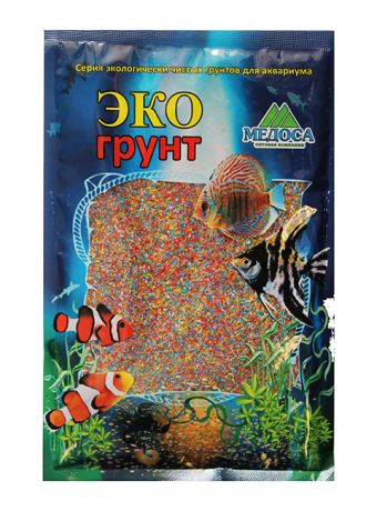 Грунт для аквариума Цветной песок Микс блестящий 0,5 - 1 мм ЭКОгрунт (1 кг)