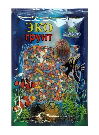 Грунт для аквариума Цветная мраморная крошка Микс блестящая 2 - 5 мм ЭКОгрунт (1 кг)