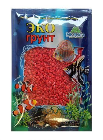 Грунт для аквариума Цветная мраморная крошка красная блестящая 2 - 5 мм ЭКОгрунт (3,5 кг)