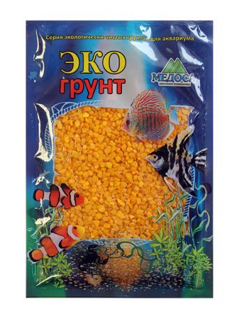 Грунт для аквариума Цветная мраморная крошка желтая блестящая 2 - 5 мм ЭКОгрунт (3,5 кг)