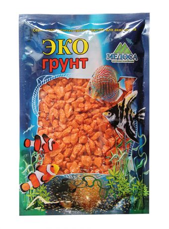 Грунт для аквариума Цветная мраморная крошка оранжевая блестящая 5 – 10 мм ЭКОгрунт (3,5 кг)