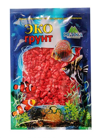 Грунт для аквариума Цветная мраморная крошка красная блестящая 5 – 10 мм ЭКОгрунт (1 кг)