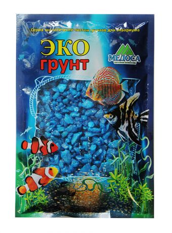 Грунт для аквариума Цветная мраморная крошка голубая блестящая 5 – 10 мм ЭКОгрунт (3,5 кг)