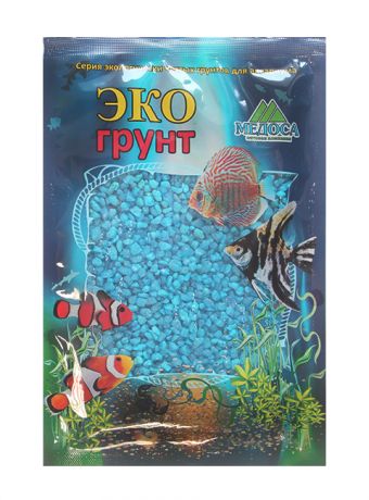 Грунт для аквариума Цветная мраморная крошка бирюзовая блестящая 5 – 10 мм ЭКОгрунт (3,5 кг)