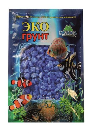 Грунт для аквариума Цветная мраморная крошка синяя блестящая 5 – 10 мм ЭКОгрунт (3,5 кг)