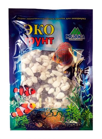 Грунт для аквариума Цветная мраморная крошка черно/белая блестящая 5 – 10 мм ЭКОгрунт (1 кг)