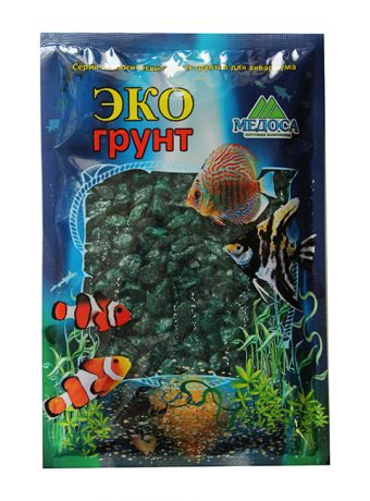 Грунт для аквариума Цветная мраморная крошка изумрудная блестящая 5 – 10 мм ЭКОгрунт (3,5 кг)