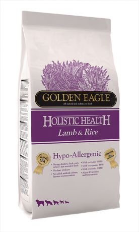 Golden Eagle Holistic Health Dog Adult Hypoallergenic Lamb & Rice беззерновой для взрослых собак при аллергии с ягненком и рисом (10 кг)