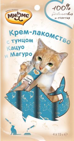 Лакомство мнямс для кошек крем с тунцом Кацуо и Магуро (4 шт)